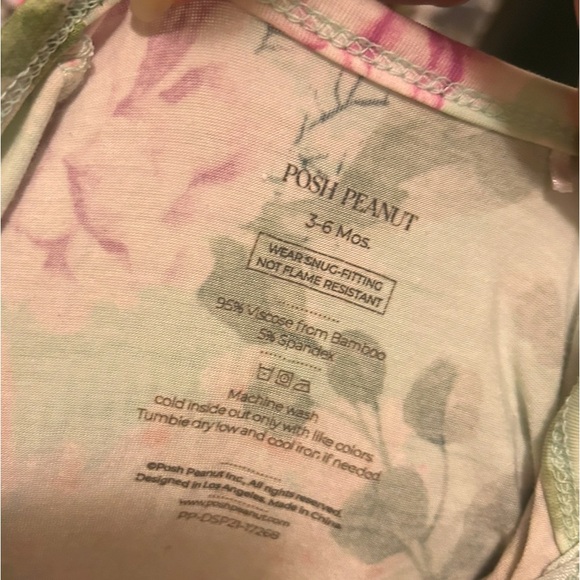 Baby👶🏼Girls👧🏻Bamboo🎋Footie Ruffled Zippered One Piece Erin Floral💐Sz 3-6M - Picture 4 of 11